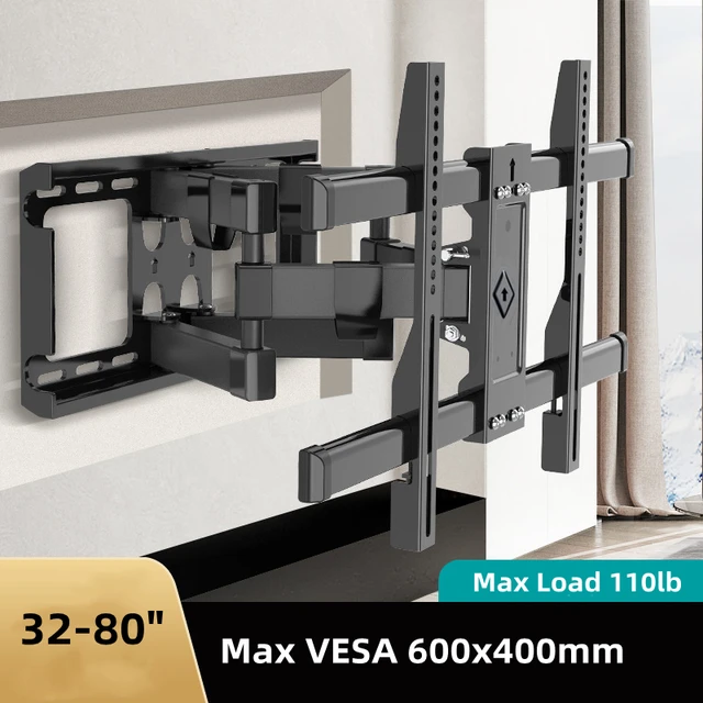 Full Motion TV Wall Mount Bracket For 32"-80" Articulating 6 Arms TV Wall Mount Stand Tilt Bracket TV, Max VESA 600x400mm