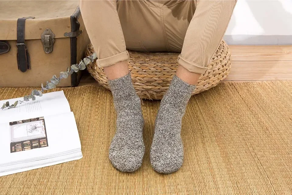 Mens Winter Merino Wool Socks - Thick Warm Cashmere 3 Pair Set