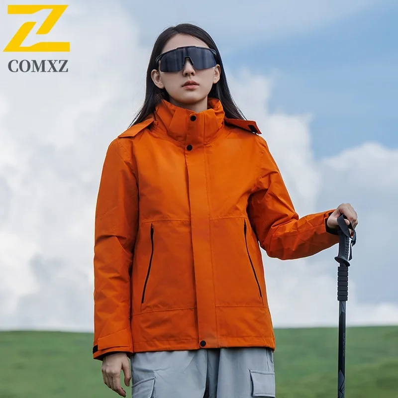 COMXZ Thickened Outdoor Mens Jacket Skiing Cold Protection Warm Parka Minimalist Hooded Comfortable Autumn Wear Outerwear