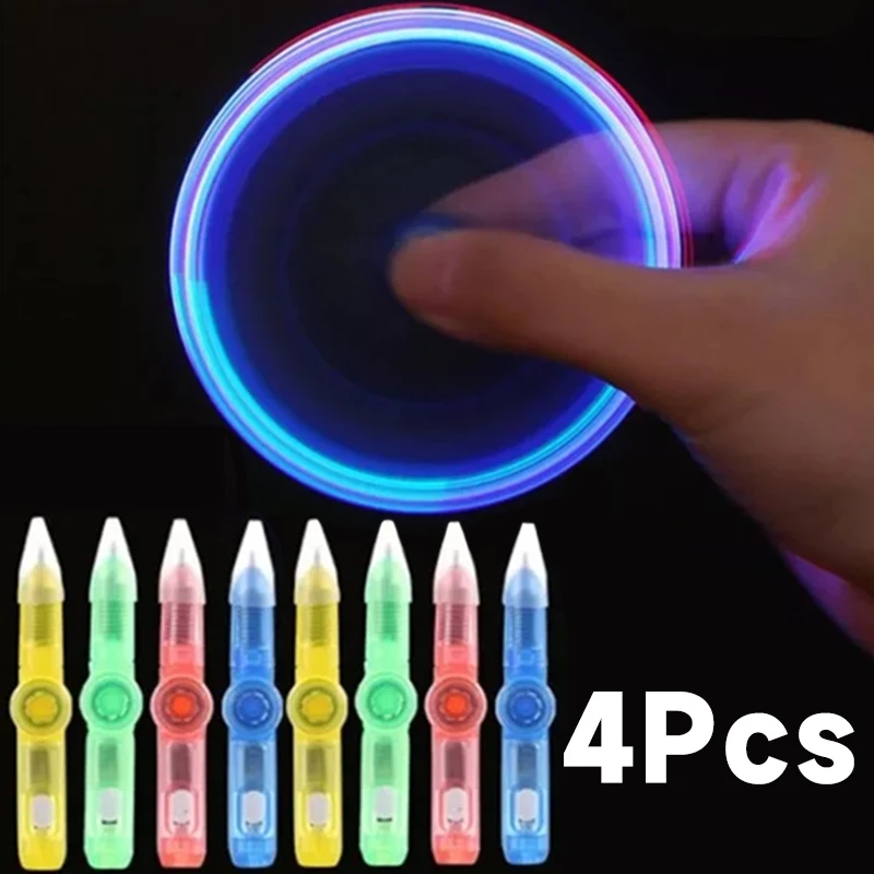 

4-1Pcs LED Light Spinning Pen Fingertip Ballpoint Pen Toy Glow-in-the-dark Cool Fidget Spinner Pen Kids Adult Decompression Toys