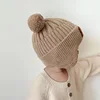 New Baby Warm Hat Cute Bear Double Ball Hat Infant and Toddler Warm Ear Protection Knitted Wool Hat Autumn/Winter 5