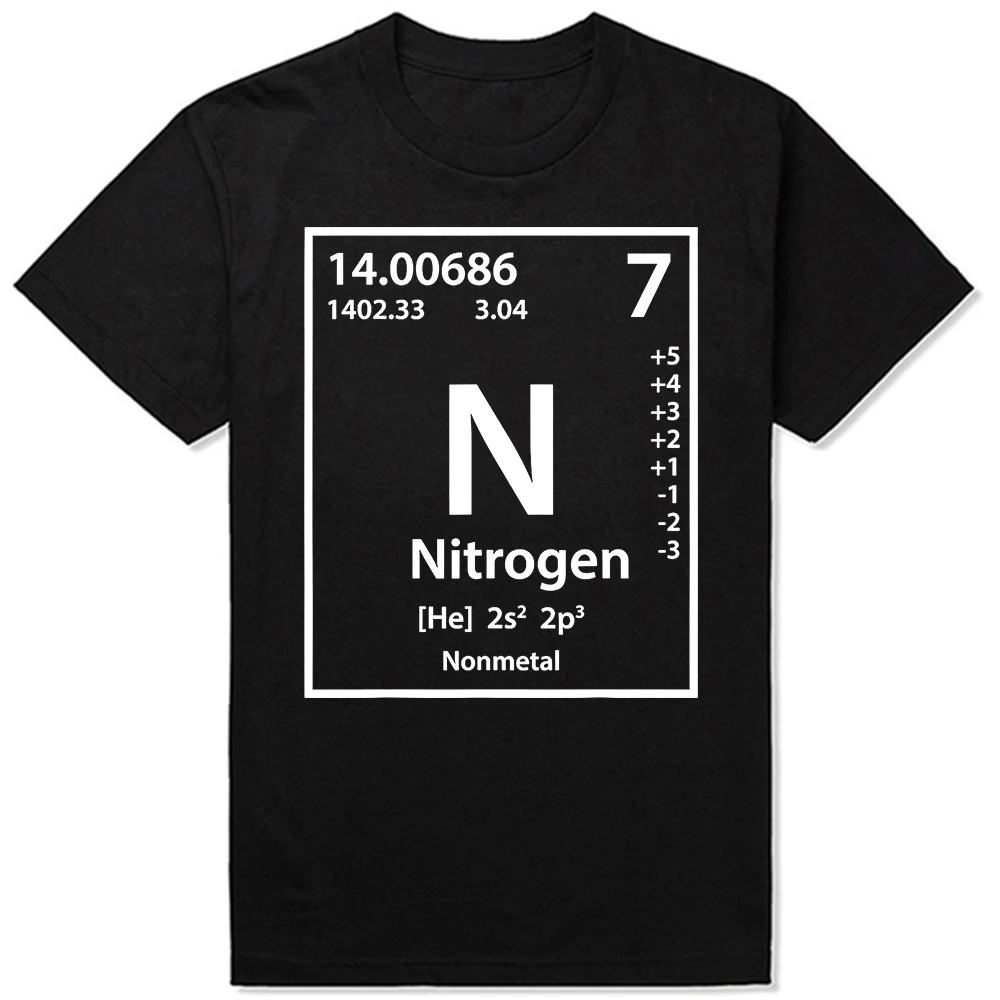 Lustiges Stickstoff-T-Shirt, klassisches Sommer-T-Shirt für Männer und Frauen, modische T-Shirts aus Baumwolle, kurzärmelig, übergroßes, lockeres T-Shirt, Oberteile