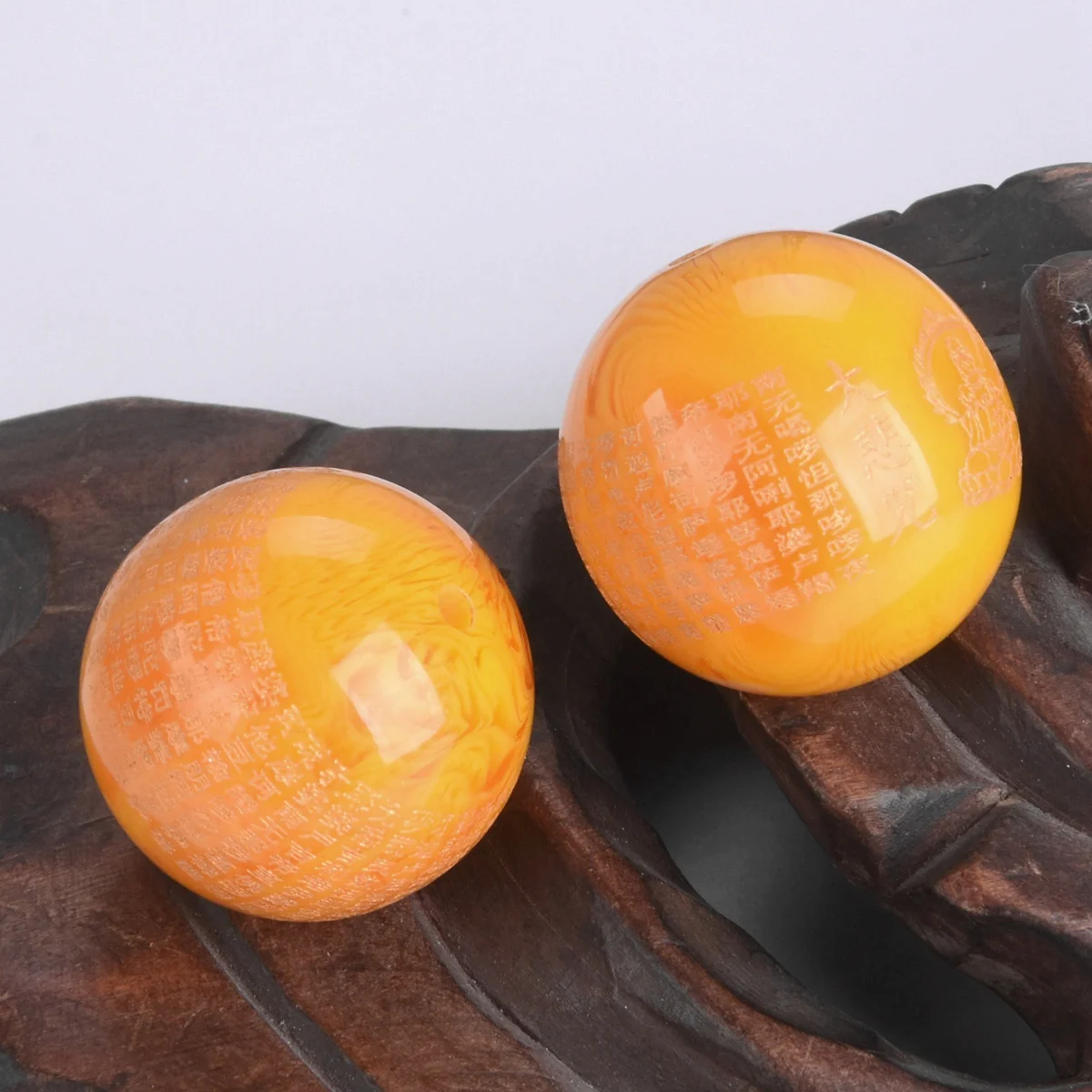 Round 38mm Buddhist Scriptures Orange Resin Imitated Amber Beads For Jewelry Making DIY Crafts Findings