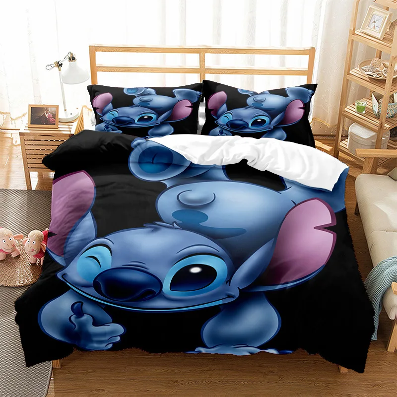 thumbnail image 1 of Disney-Juego de ropa de cama de Stitch, funda de edredón de dibujos animados de Anime, decoración de funda de almohada, funda de edredón para dormitorio, traje de cama, regalo para niños, 1 of 5