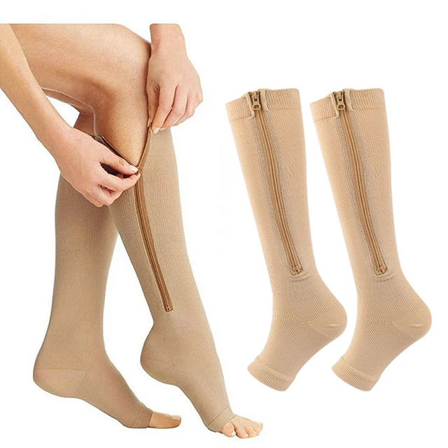Zipper Compression Socks for Varicose Support Outdoor Running Fitness Hiking Anti-Fatigue Medical Care Diabetes Swelling Relief 1