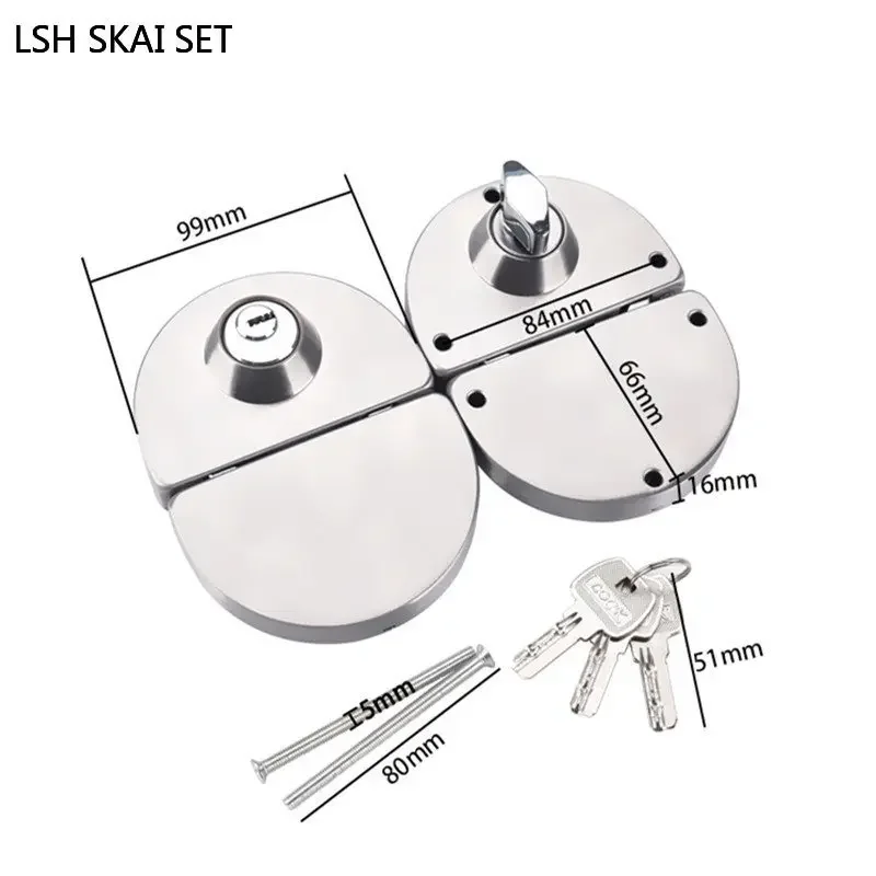 Belt Framed Glass Door Lock Bathroom Double Bolt Sliding Door Hook Lock Home Balcony Stainless Steel Locks Indoor Hardware