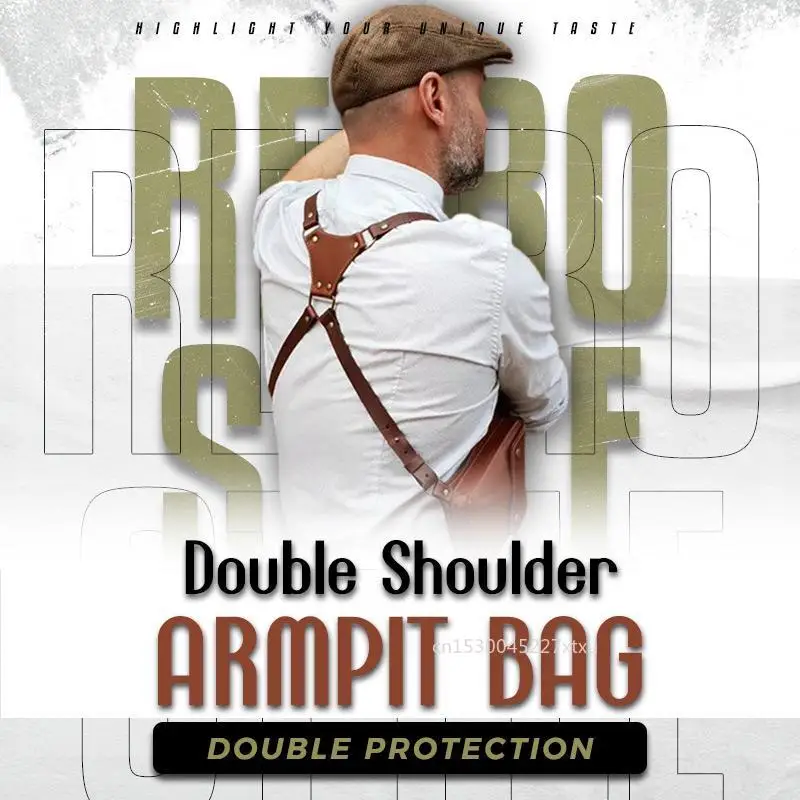 Double Shoulder Armpit Bag Medieval Leather Costume Underarm Satchel Unisex Belt Bag Halloween Accessories Retro Wallet Dropship 2
