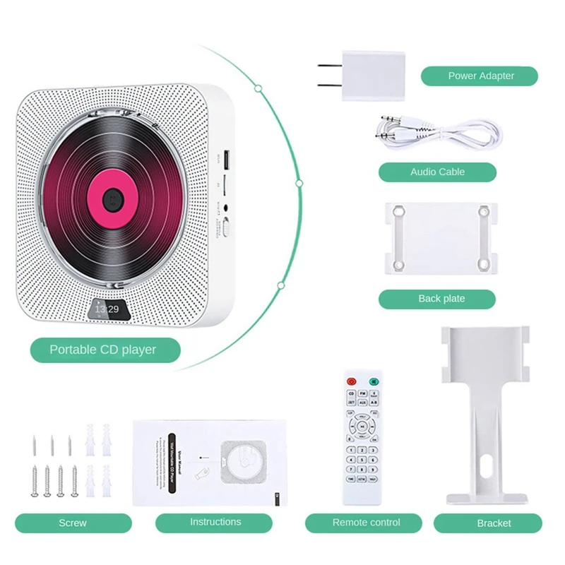 휴대용 CD 플레이어 블루투스 CD 스피커, 디지털 디스플레이 스테레오 스피커, 학생용 벽걸이 음악 플레이어