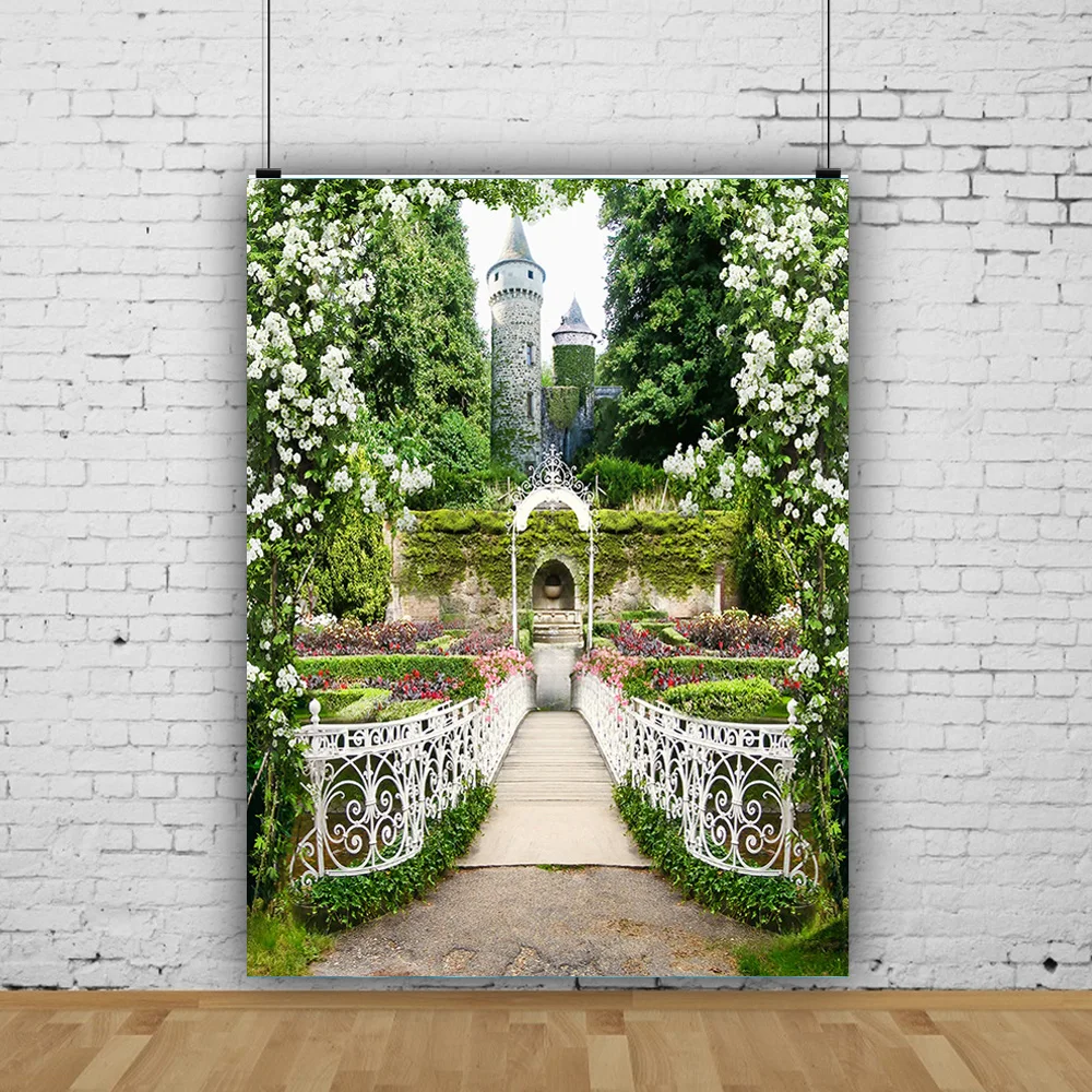 

Vinyl Custom Dream Castle Baby Photography Backdrop Secret Garden Forest Birthday Portrait Background For Photo Studio HY-05