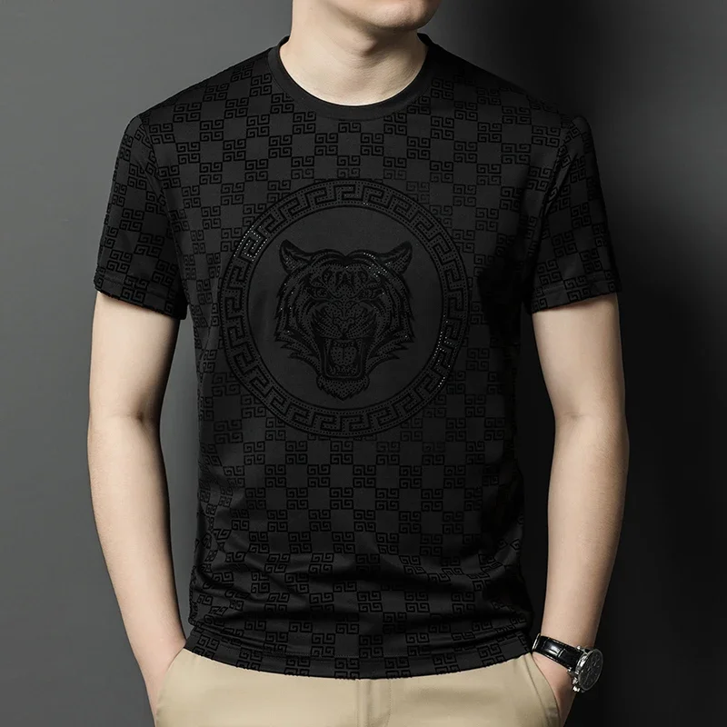 

Men's Short Sleeved T-shirt with Round Neck Print, High-end Summer Fashion Print
