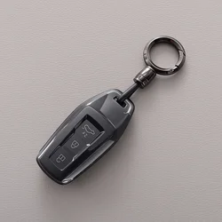 Sleek Transparent Black Car Key Case Cover with Keychain (A1)
