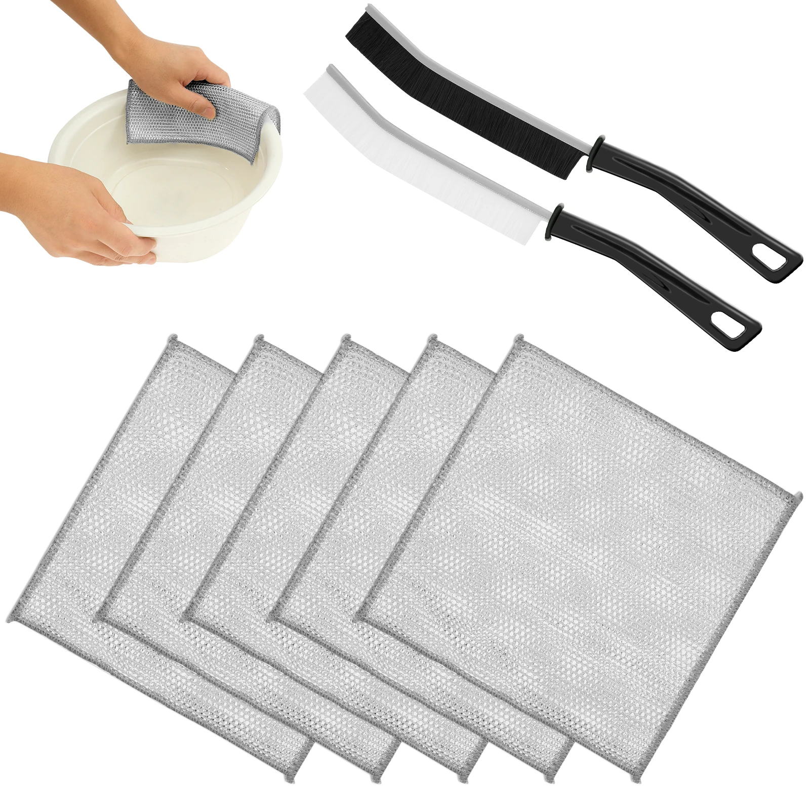 

5 шт., тряпки для мытья посуды с 2 щетками