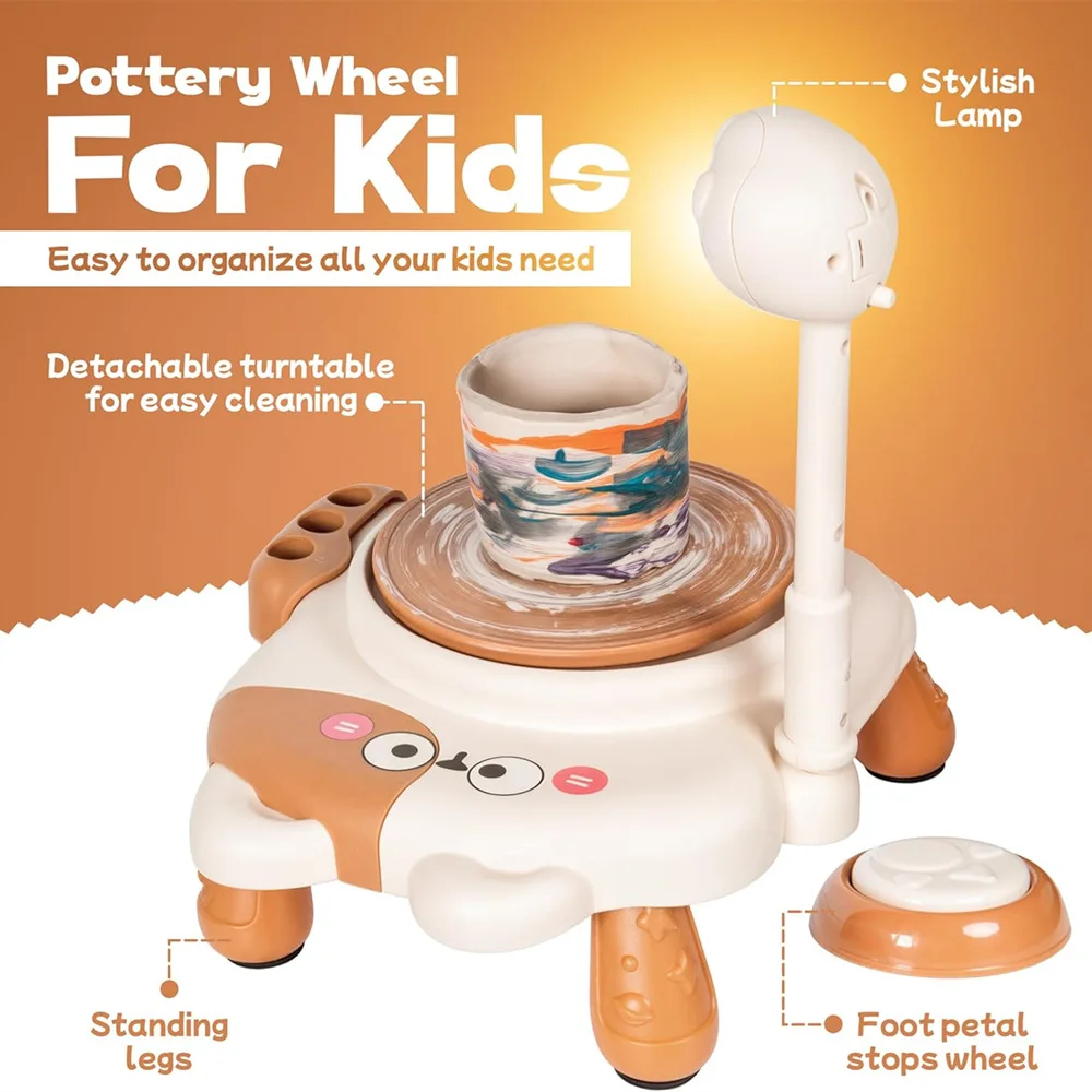 Children's Electric Pottery Wheel Kit with Sculpting Tools – Creative DIY Clay Crafts