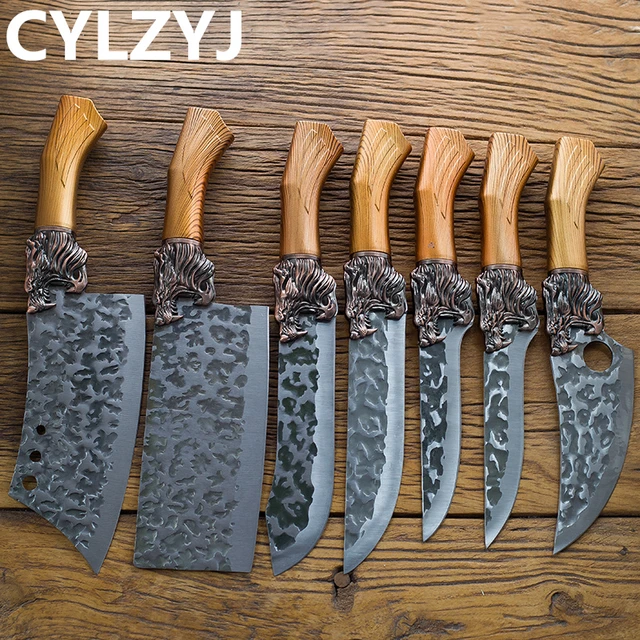 Kitchen Knives Set Stainless Steel Forged Professional Chef Knifes Butcher  Knives Meat Cleaver Scissors Ceramic Peeler Gift Case - AliExpress