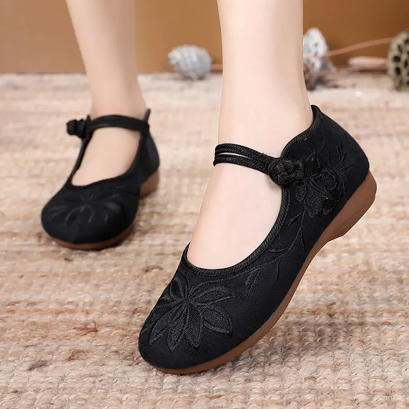Women Retro High Quality Red Embroidery Ballet Shoes Lady Casual Sweet White Anti Skid Hemp Flat Shoes Zapatos Mujer E6184x 5