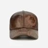 Fashion Men Genuine Cowhide Leather Baseball Cap Casual Real Leather Hat Autumn Winter Real Cowhide Leather Ear Protection Caps 3