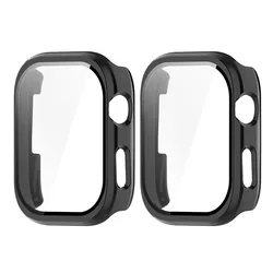 2 - Pack Tempered Glass with Shockproof Full Coverage Protective Case and Screen Protector (Black)