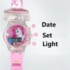 Pretty Girls Kids Children Students Rotatable Music Lights Sounds Rainbow Unicorn Collection Flip Digital Flashing Gift Watches 4