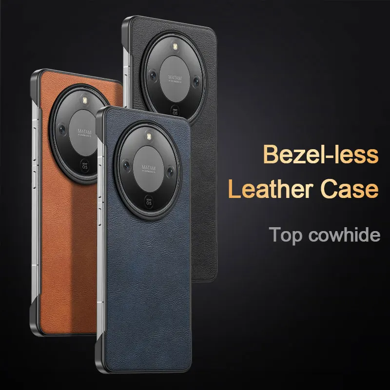 Frameless Leather Shockproof Case with Silicone Bumper