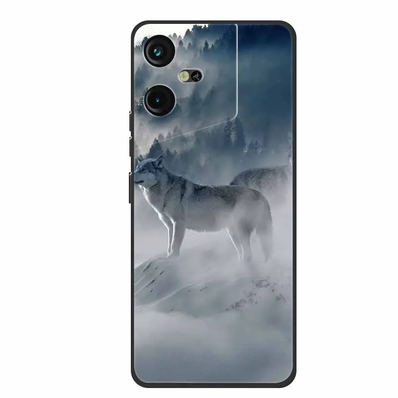 Luxury Soft Silicone TPU Phone Back Cover with Animal Wolf Design