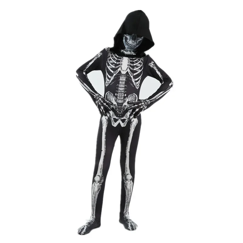 Kinder Skelet Patroon Heren Horror Hoodie Dark Ghost Styling Halloween Horror Skelet Jumpsuit Voor Mannen En Vrouwen Kostuums