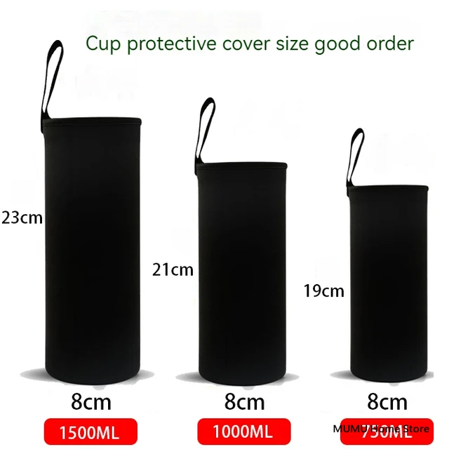 750ML/1000ML/1500ML Water Bottle Cover Bag Black Bottle Carrier Insulated Bag Sports Bottles Covers Mug Bottle Cup Case Bag 4