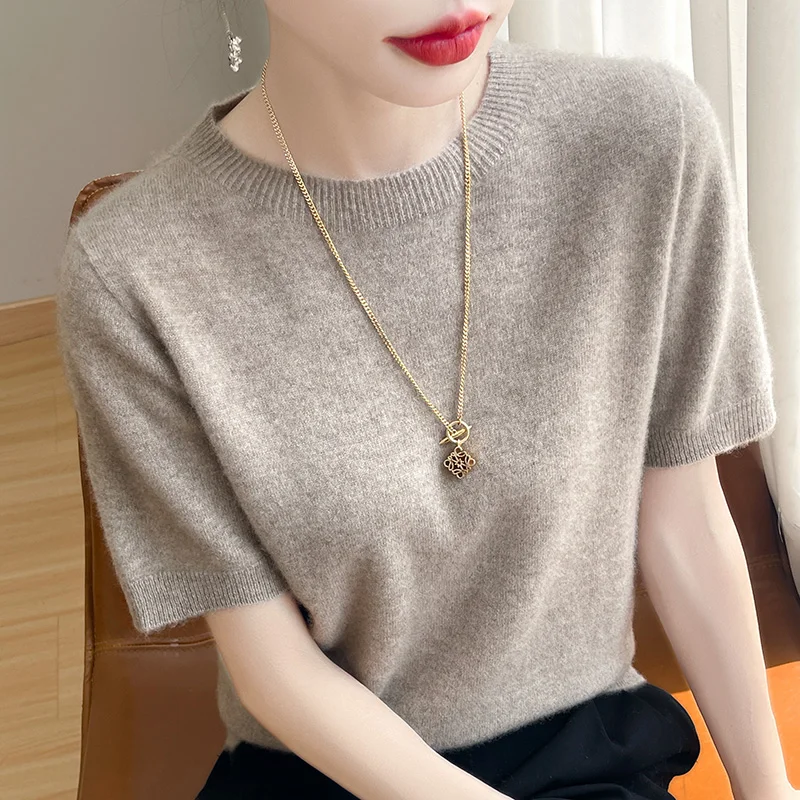Women Sweater New Cashmere Short sleeve sweater Women O-Neck Pullover Autumn And Winter