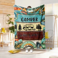 1PC Camper and Forest Pattern Printed Blanket, Suitable for Sofas, Beds, Offices, Travel, Camping Chairs, Warm Plush Blanket 2