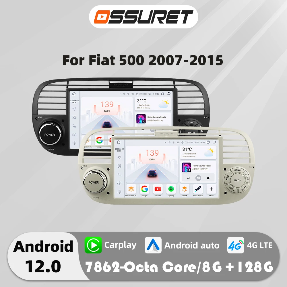 Autoradio Android 12, 7 Pouces, 4G, Navigation GPS, Lecteur MultiXXL Vidéo, Stéréo, 2din, Écran Fm, Unité Centrale, pour Voiture Fiat )