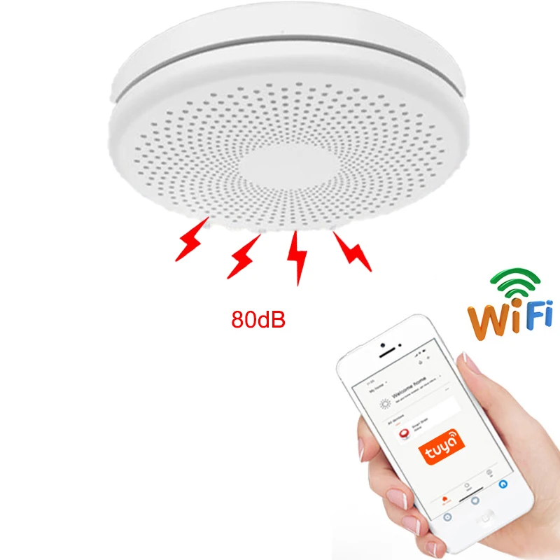 2 IN 1 WIFI Smart Carbon Monoxide Smoke Detector Tuya App Control CO Leak Sensor Fire Alarm Home Security Protection Smokehouse