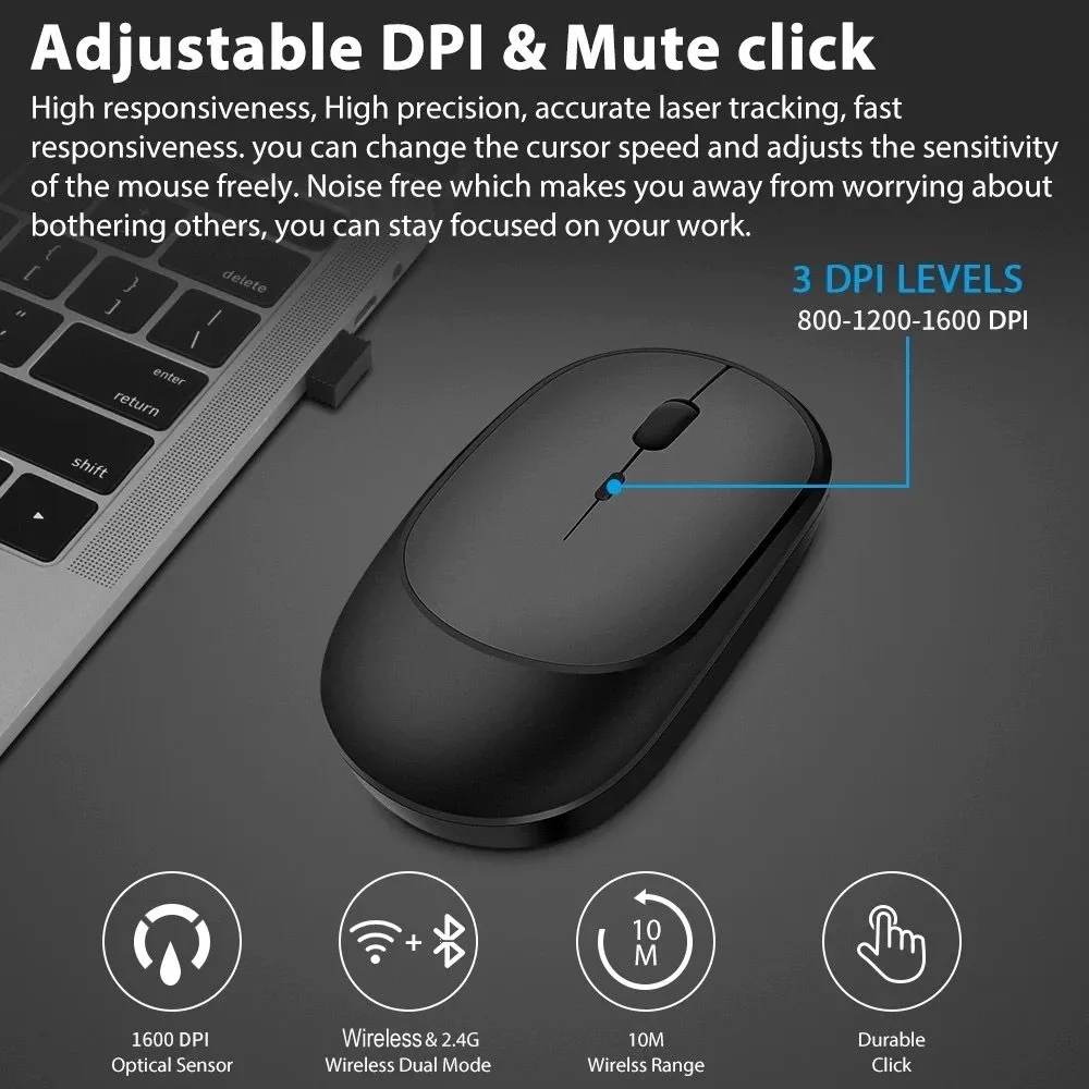 Wireless Mouse Rechargeable Mouse Gamer Dual Modes Bluetooth-compatible 2.4G USB Mute Mice For Laptop Pad Tablet Macbook Mause wireless mouse,gaming mouse