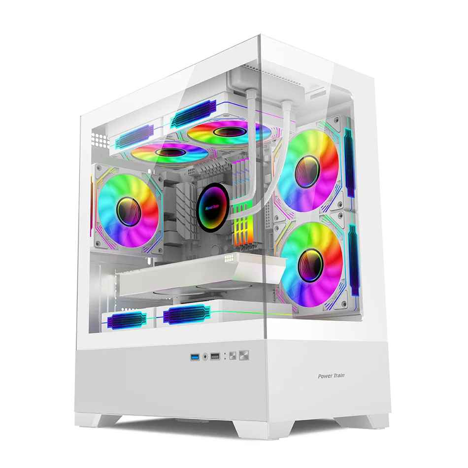 Pc Case Pc Chassis Mini Itx Desktop Case Power Train Illusionary Realm 3 Computer Case M-ATX ITX Seaview Room Side Transparent Desktop Chassis Support 240 Water Cooler