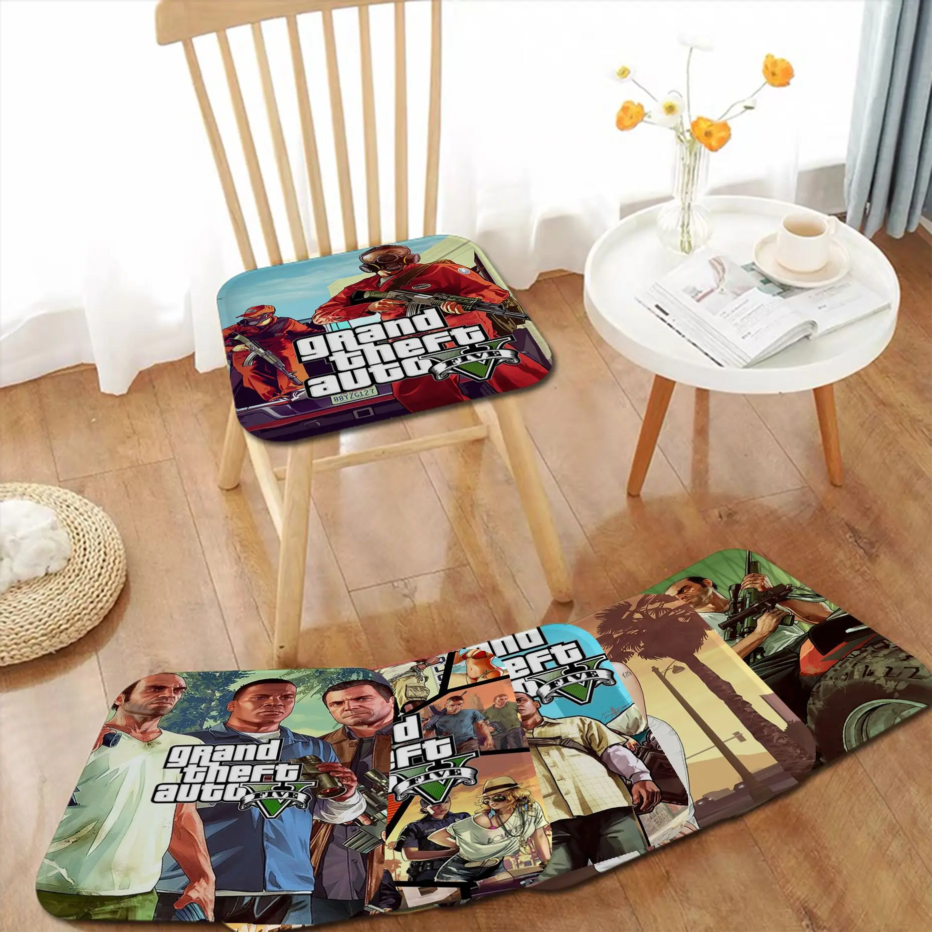 

GTA 5 Video Game Cushion Mat Square Dining Chair Cushion Circular Decoration Seat For Office Desk Cushions Home Decor