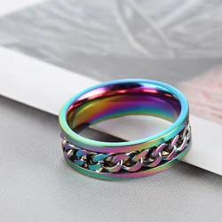 Elegant Titanium Steel Multifunctional Spinner Chain Ring - 8 (Colorful)