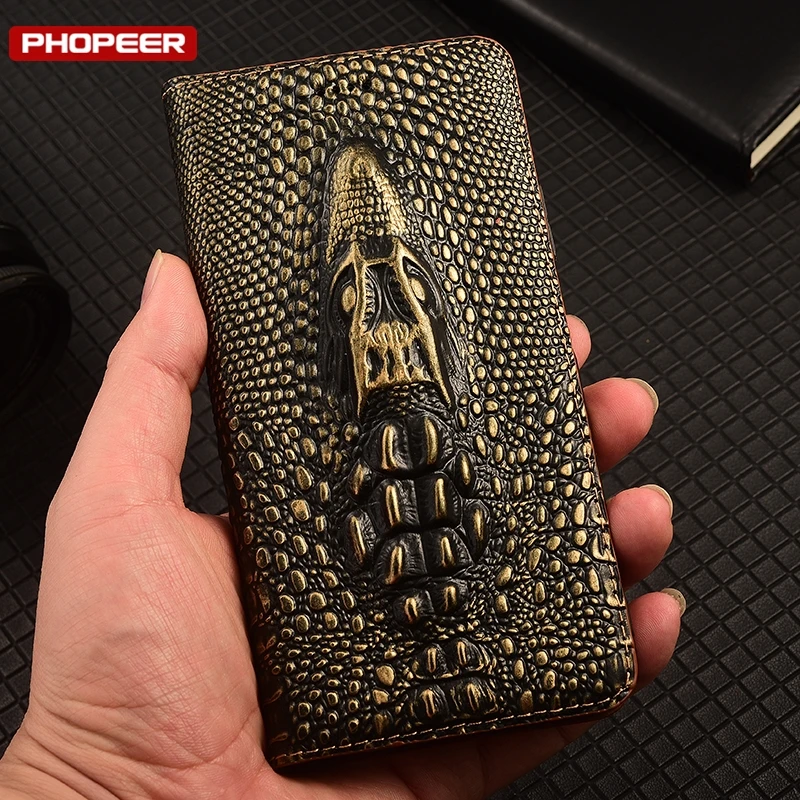 Premium Genuine Leather Magnetic Flip Wallet Case - Book Style Cover