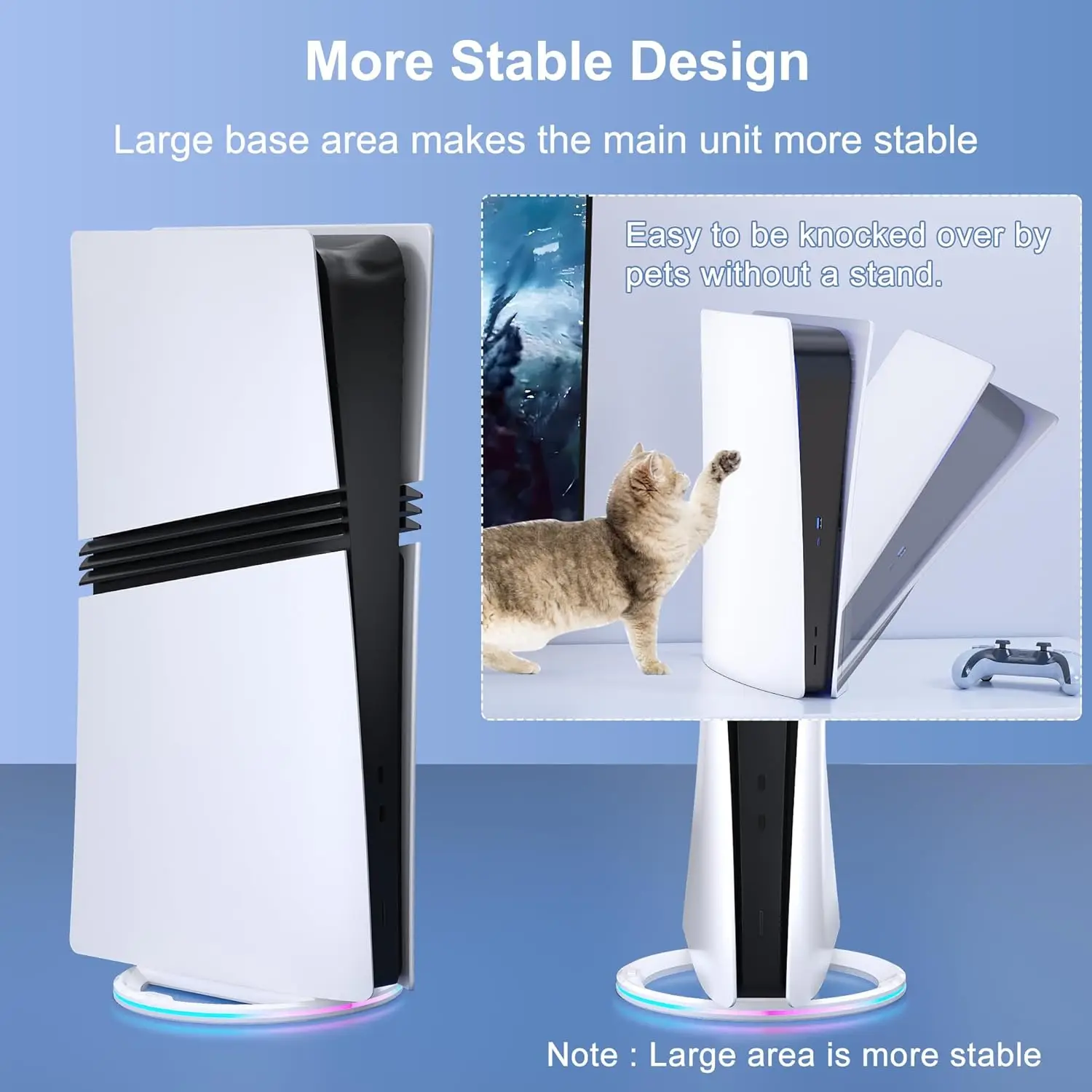 PS5/PS5 Slim/PS5 Pro 콘솔 디스크 및 디지털 PS5 베이스 스탠드 교체용 수직 스탠드, PS5 액세서리