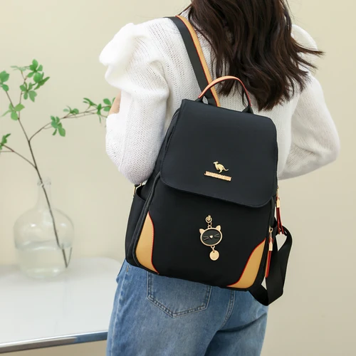 여성용 다목적 나일론 방수 배낭, 대용량 심플한 책가방, 레저 여행 배낭, 여성 패션 4