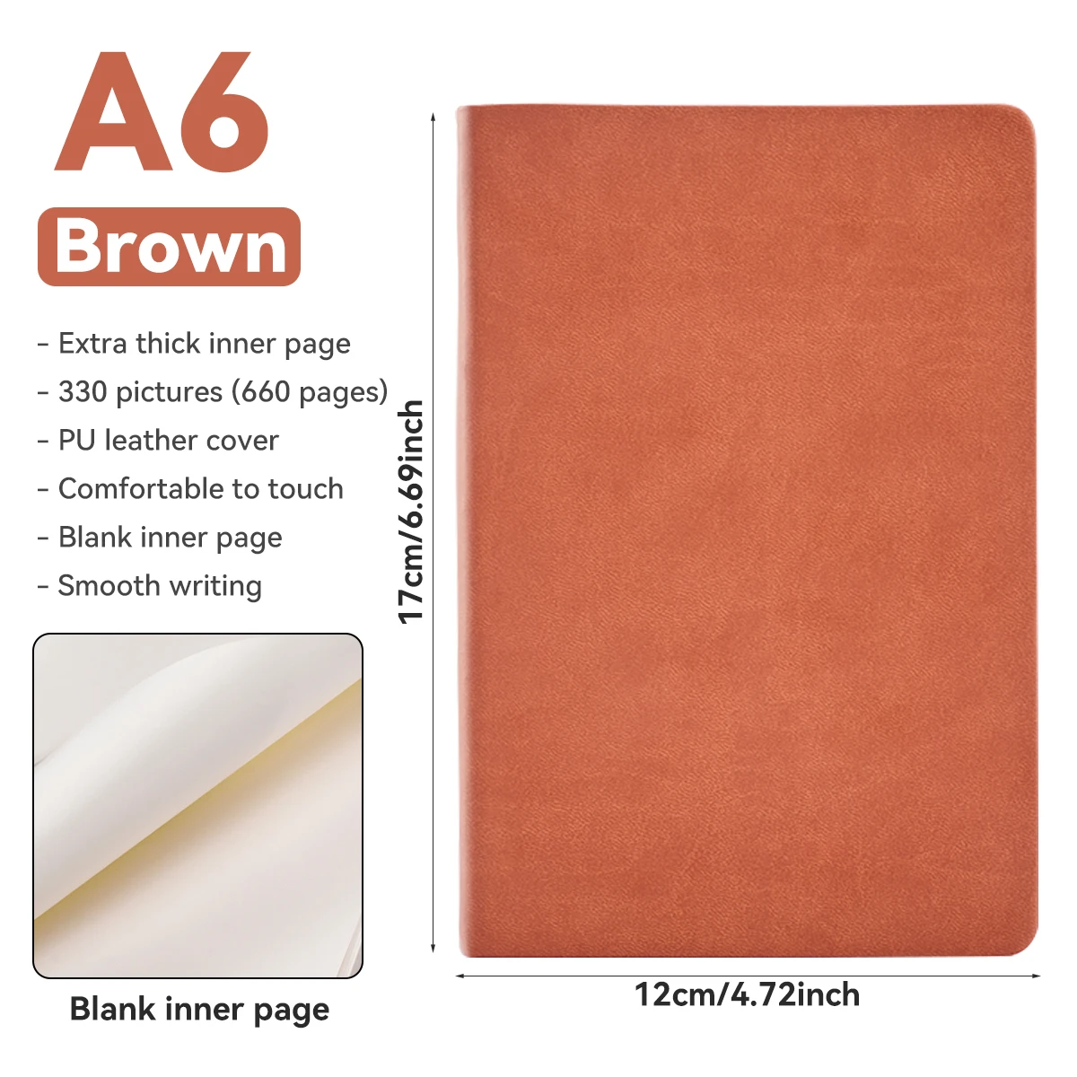 Elegant PU Leather Journal with Blank Pages and Soft Cover