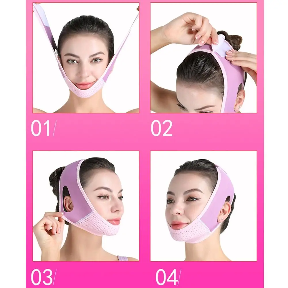 재사용 가능한 V-페이스 슬리밍 스트랩 조절 가능한 패스너 리프팅 뷰티 페이스 리프팅 업 마스크 얼굴 개선 통기성 V라인 쉐이퍼