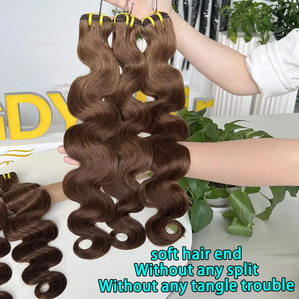 #4 Dark Brown Body Wave Bundles 1/3PCS Human Hair Bundles 16-28 Inches Remy Hair Extensions For Women Brazilian Double Weft