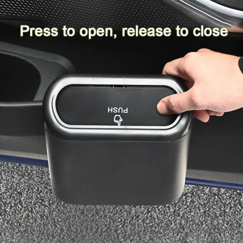 Portable Car Trash Can Hanging Mini Vehicle Garbage Organization With Lid Multifunctional Folding Automotive Garbage Storage Box