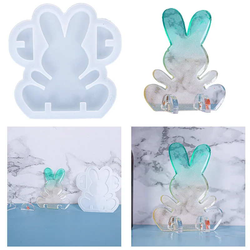 Christmas Cute Bunny Epoxy Resin Silicone 3D Mold For DIY Crafts Handmade Home Decoration Jewelry Ornaments Making Accessories christmas tree snowman epoxy resin silicone mold diy christmas candle mold for aromatherapy plaster making