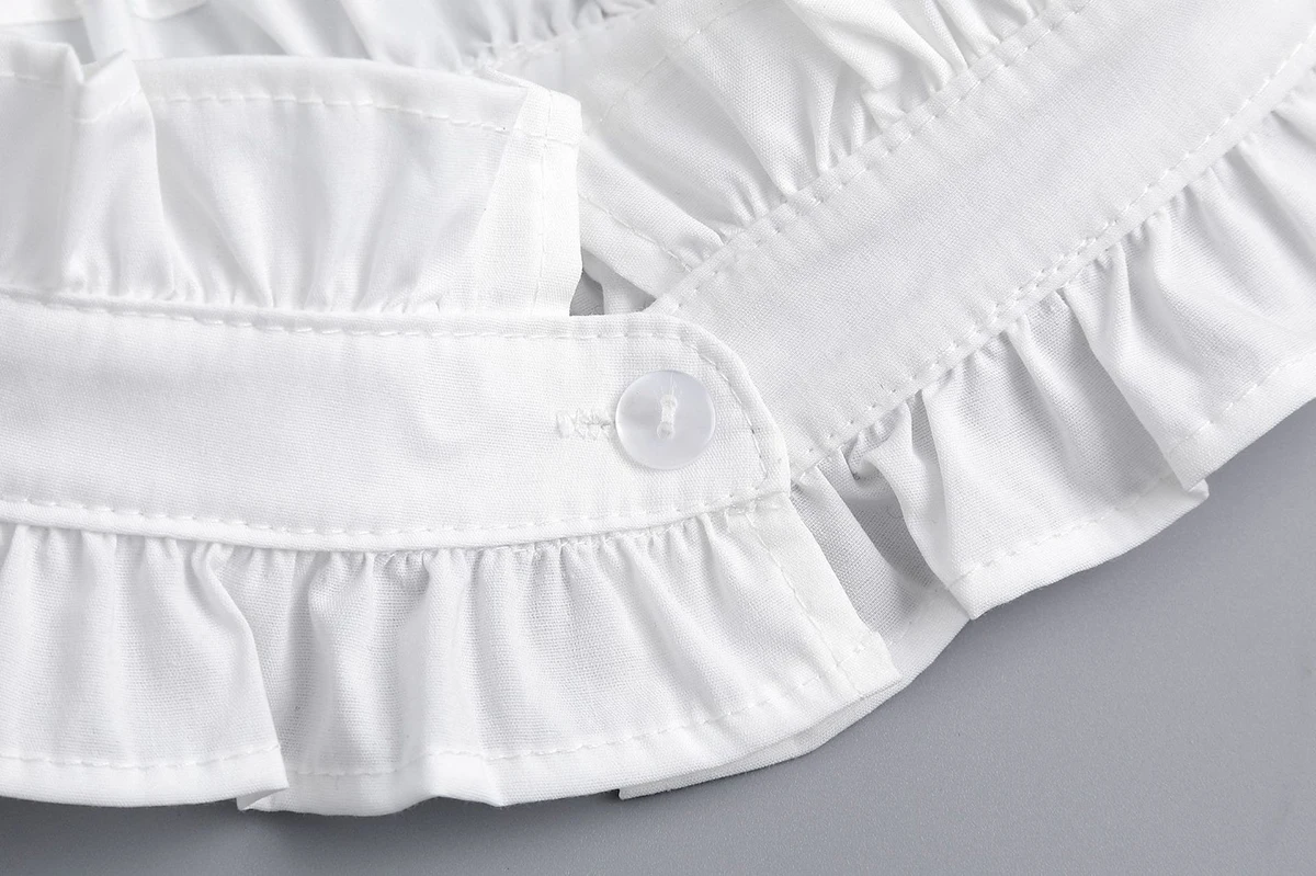 Modischer Rüschen-Knopfkragen für Damen, Abnehmbarer Stehkragen, Vintage-Spitze, Falscher Blusenkragen für Mädchen und Damen – Detail 6