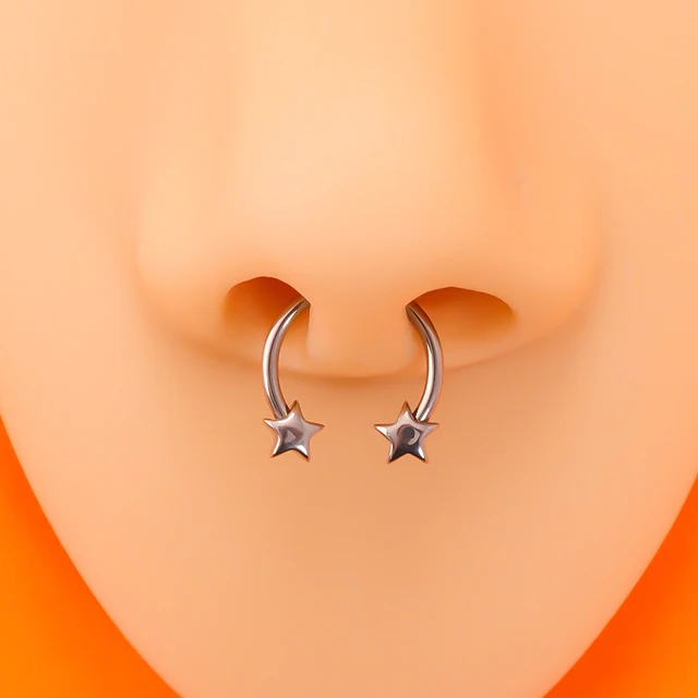 Steel fake nose piercing, glossy horseshoe finished with balls | Jewellery  Eshop EU