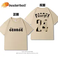 100% Cotton American Paul George Jersey Change Trend Heavy Long Sleeve T-shirt Couple Basketball Short Sleeve 2