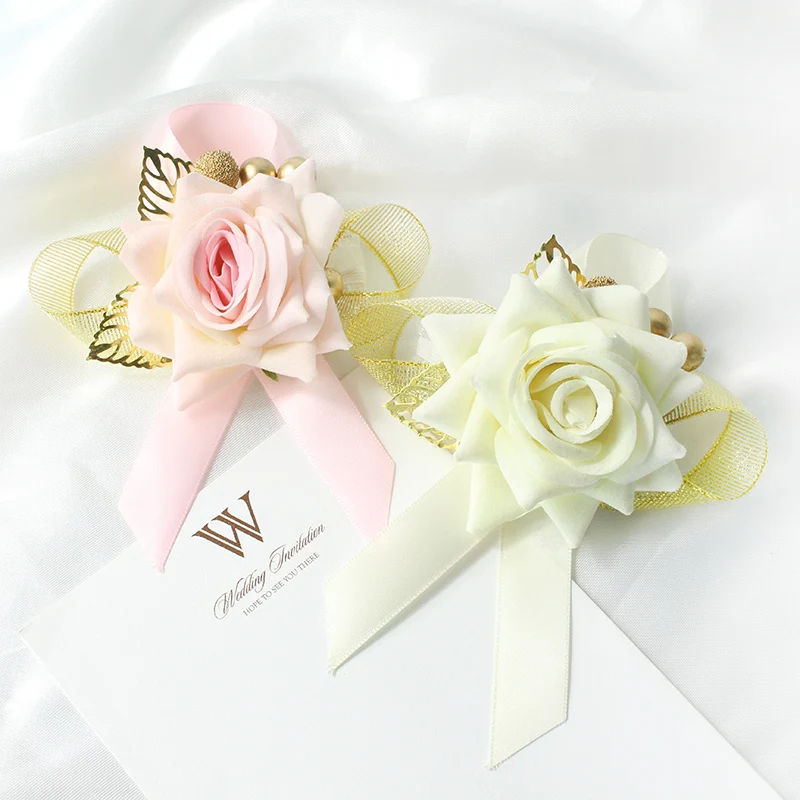 Elegant Red Rose Wrist Corsage Floral Accessory for Weddings and Special Events