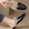 Autumn and Winter New Outwear Baotou Fur Slippers for Women's Genuine Leather Rabbit Hair Lazy Man Flat Bottom Half Trailer 4