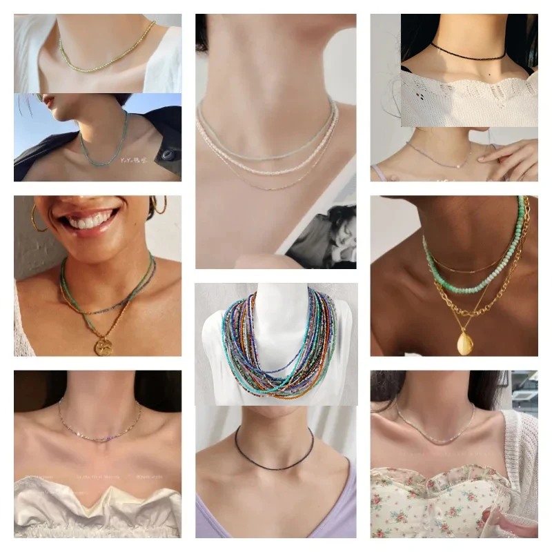 Choker Necklace Super Shiny Crystal Beads Necklaces For Women Men Gifts