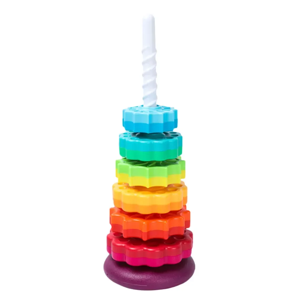 Gears Stacking Rings Toy Eco-Friendly Brain Development Toys Smooth Spining Tower Building Blocks Safe for Kids Holiday Toys