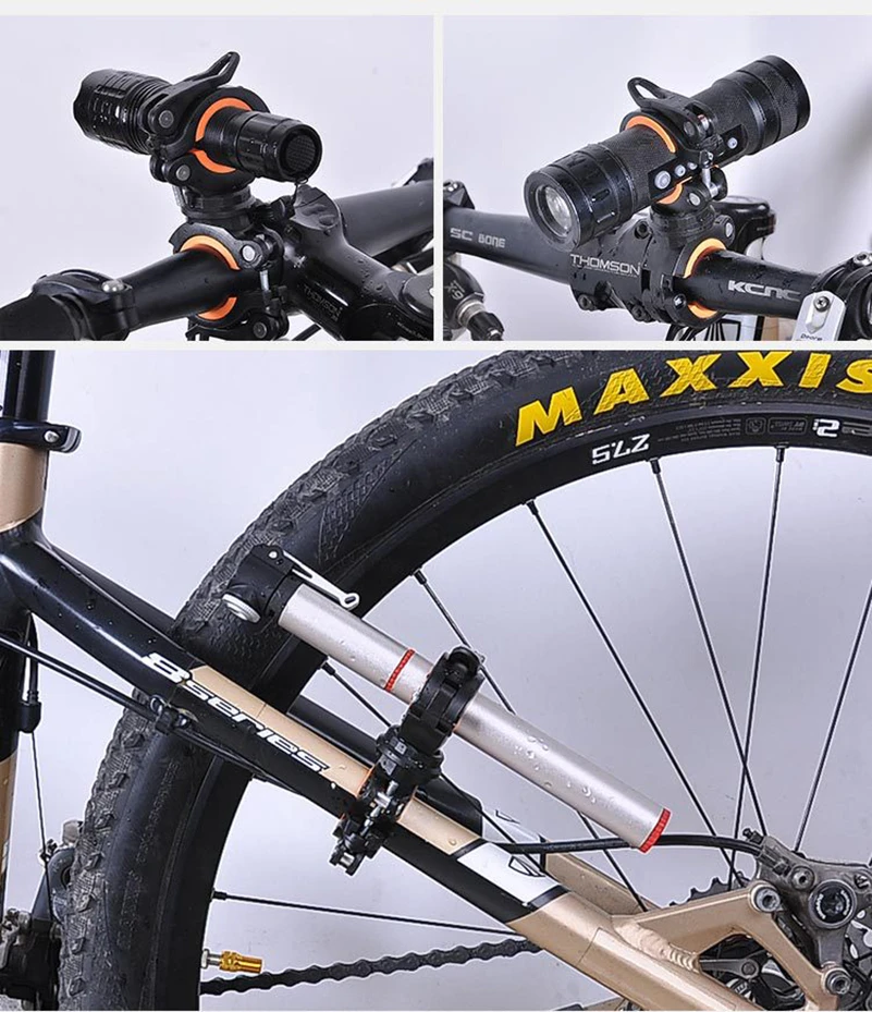 Sb1cf756c346a40f6b84a287c9bb52cfeQ Bike Light Bracket Multifunctional 360 Degree Rotatable Bicycle Lamp Holder LED Flashlight Stand Cycling Accessories Mallzona